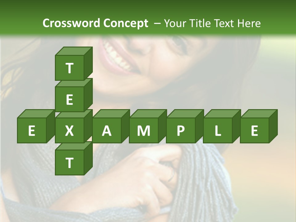 Beautiful Female Portrait Outdoors Smiling And Playing With Her Scarf PowerPoint Template