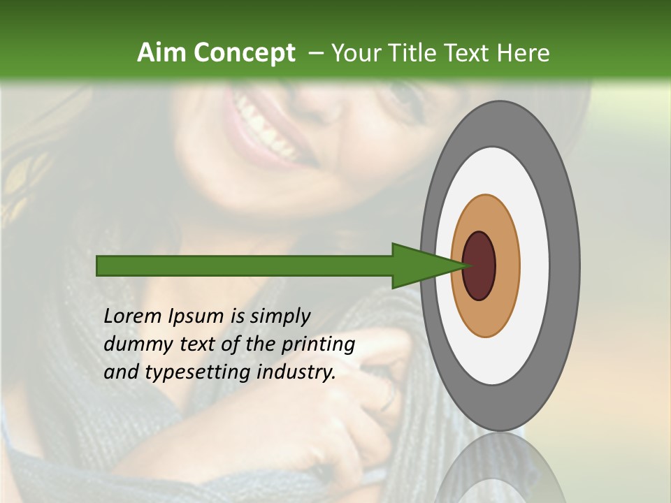 Beautiful Female Portrait Outdoors Smiling And Playing With Her Scarf PowerPoint Template