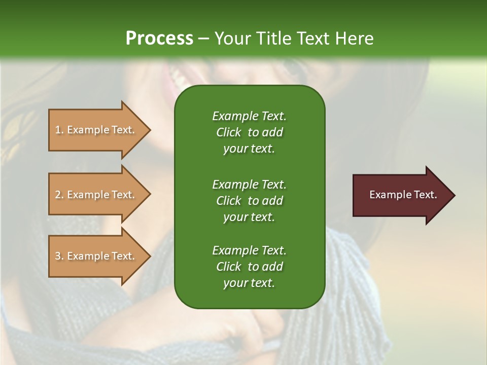 Beautiful Female Portrait Outdoors Smiling And Playing With Her Scarf PowerPoint Template