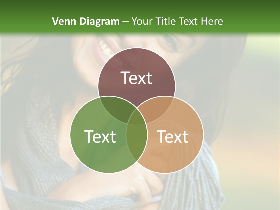 Beautiful Female Portrait Outdoors Smiling And Playing With Her Scarf PowerPoint Template