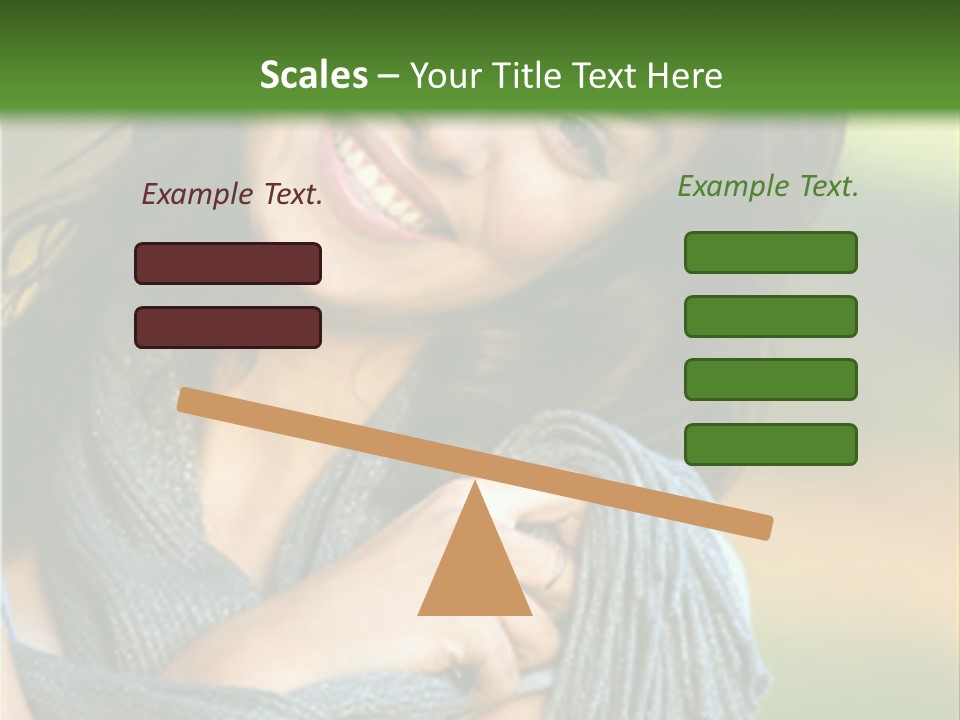 Beautiful Female Portrait Outdoors Smiling And Playing With Her Scarf PowerPoint Template