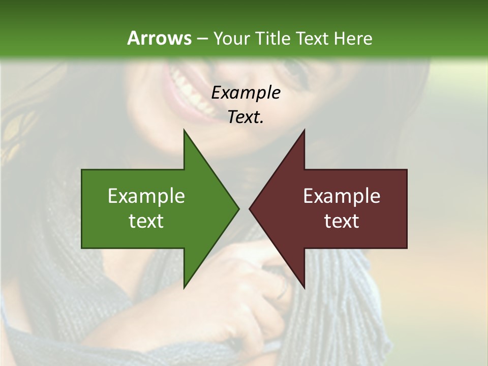 Beautiful Female Portrait Outdoors Smiling And Playing With Her Scarf PowerPoint Template