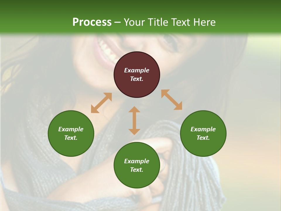 Beautiful Female Portrait Outdoors Smiling And Playing With Her Scarf PowerPoint Template