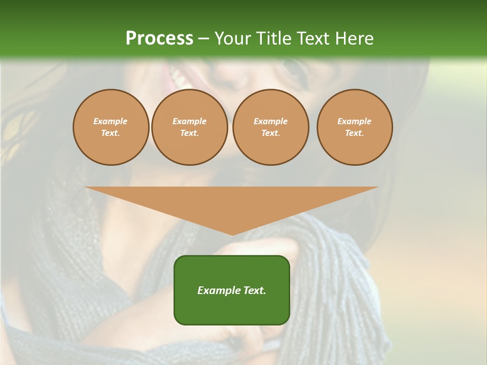 Beautiful Female Portrait Outdoors Smiling And Playing With Her Scarf PowerPoint Template