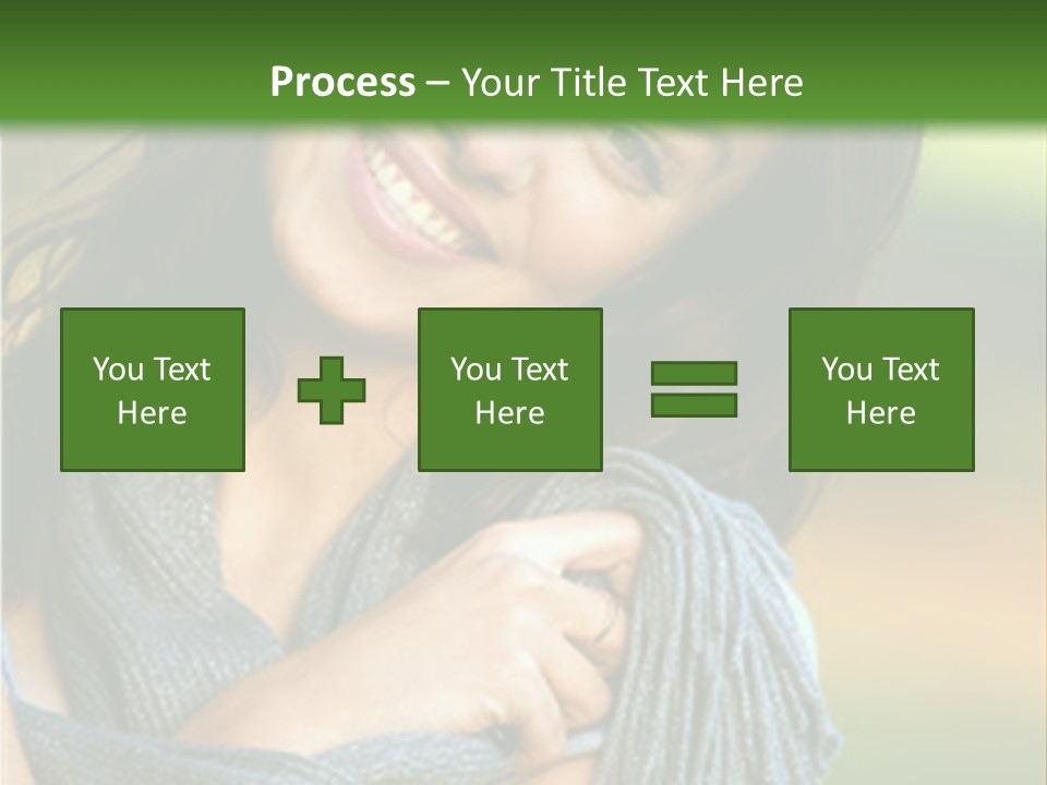 Beautiful Female Portrait Outdoors Smiling And Playing With Her Scarf PowerPoint Template