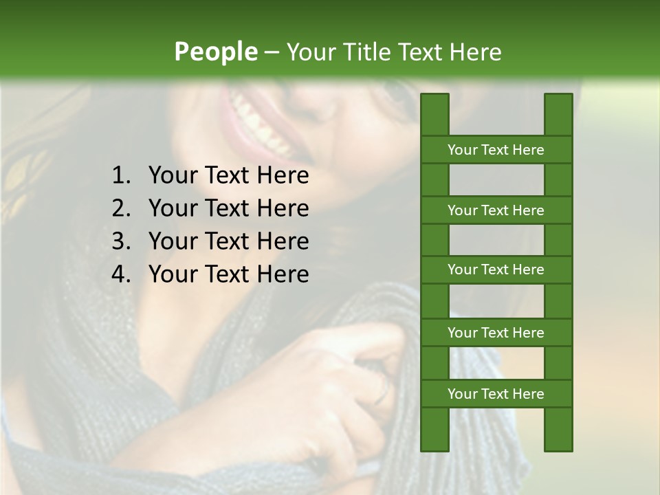 Beautiful Female Portrait Outdoors Smiling And Playing With Her Scarf PowerPoint Template