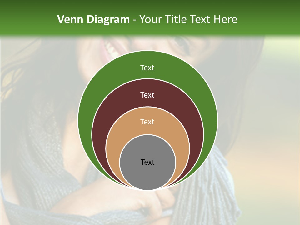 Beautiful Female Portrait Outdoors Smiling And Playing With Her Scarf PowerPoint Template