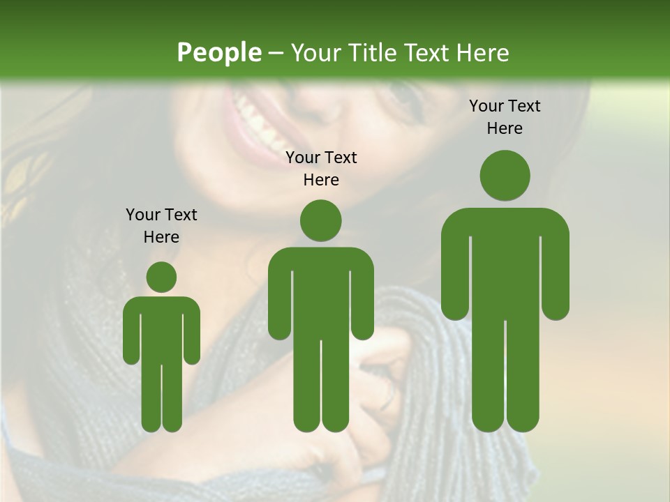 Beautiful Female Portrait Outdoors Smiling And Playing With Her Scarf PowerPoint Template