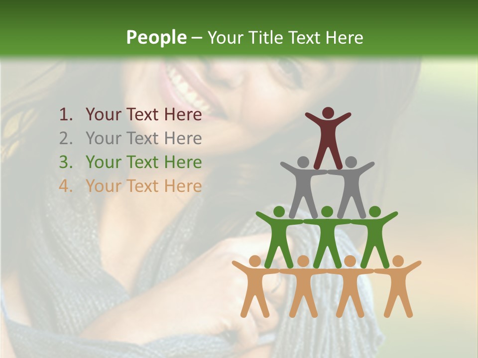 Beautiful Female Portrait Outdoors Smiling And Playing With Her Scarf PowerPoint Template