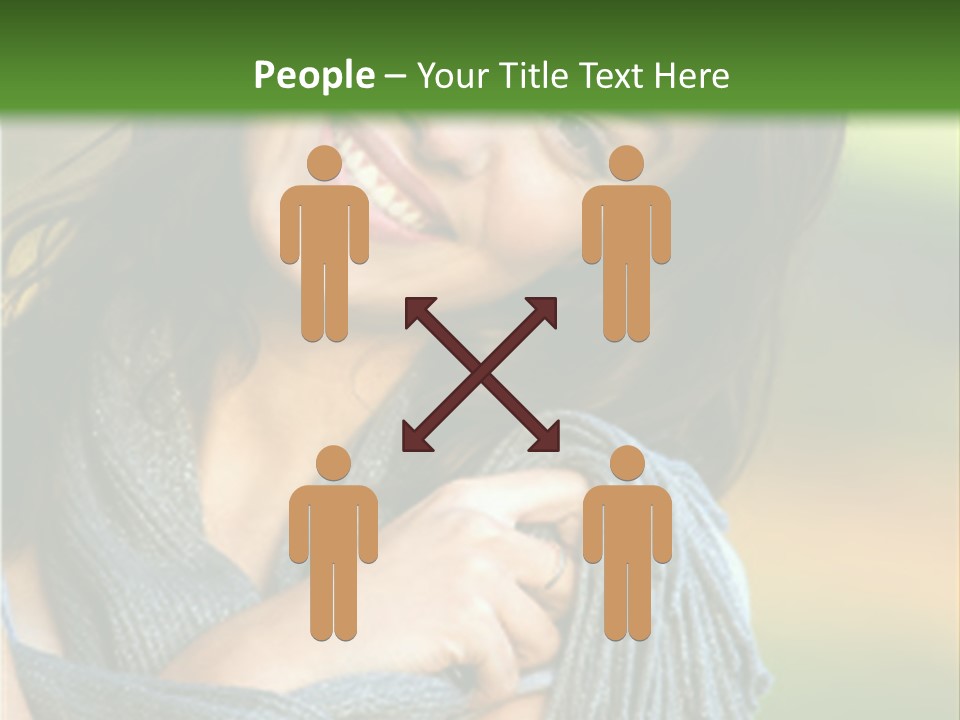 Beautiful Female Portrait Outdoors Smiling And Playing With Her Scarf PowerPoint Template