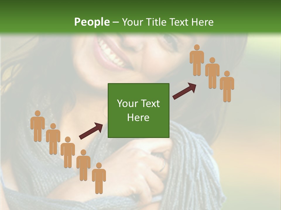 Beautiful Female Portrait Outdoors Smiling And Playing With Her Scarf PowerPoint Template