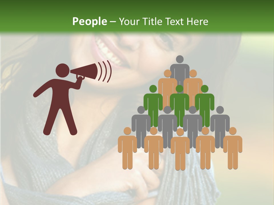 Beautiful Female Portrait Outdoors Smiling And Playing With Her Scarf PowerPoint Template