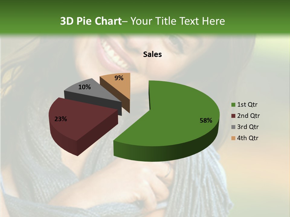 Beautiful Female Portrait Outdoors Smiling And Playing With Her Scarf PowerPoint Template