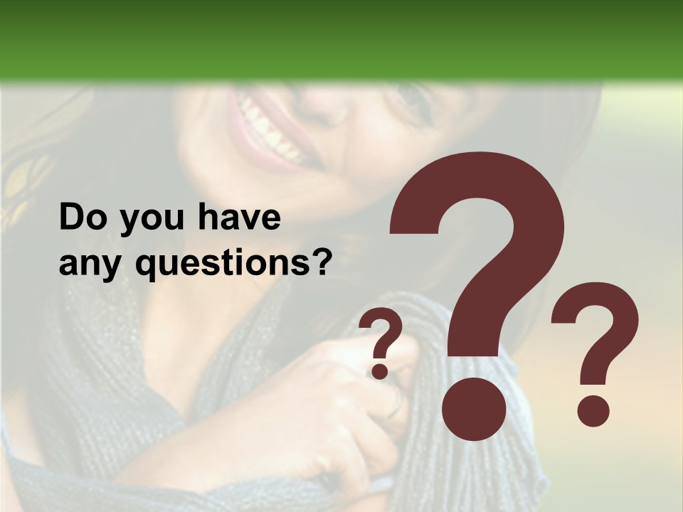 Beautiful Female Portrait Outdoors Smiling And Playing With Her Scarf PowerPoint Template