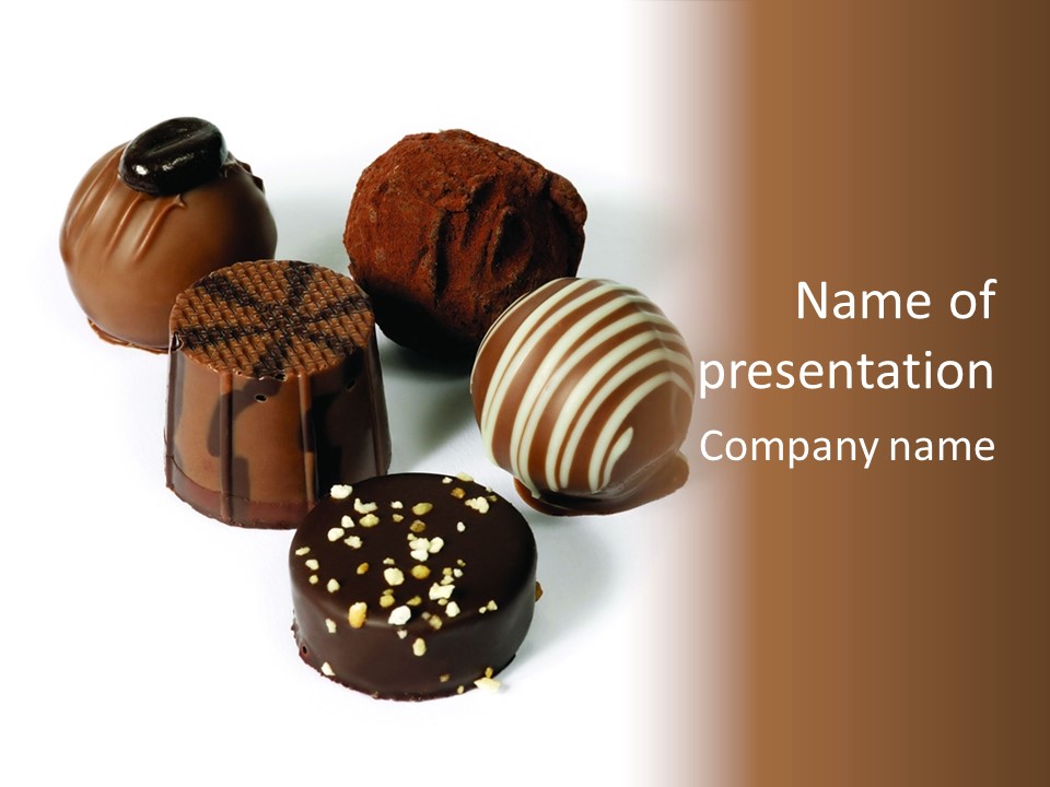Delicious Dark, Milk, And White Chocolate Pralines. PowerPoint Template