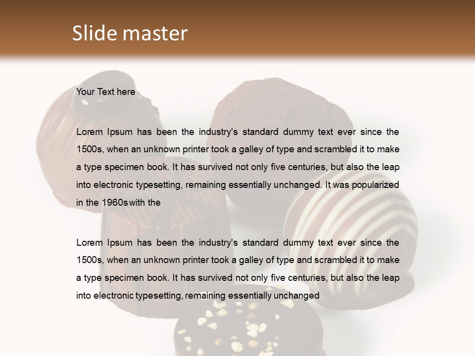 Delicious Dark, Milk, And White Chocolate Pralines. PowerPoint Template