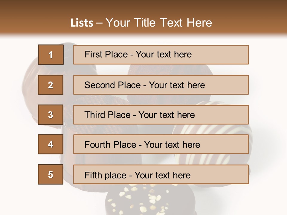 Delicious Dark, Milk, And White Chocolate Pralines. PowerPoint Template