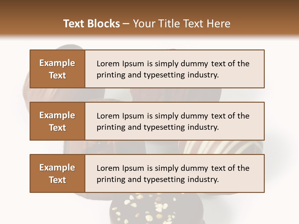Delicious Dark, Milk, And White Chocolate Pralines. PowerPoint Template