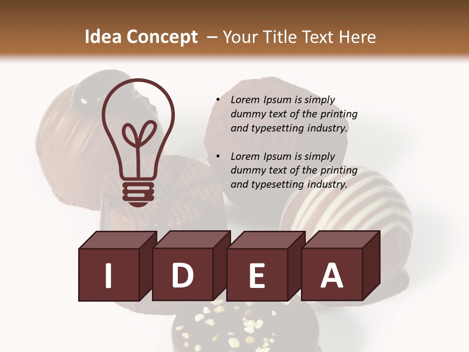 Delicious Dark, Milk, And White Chocolate Pralines. PowerPoint Template