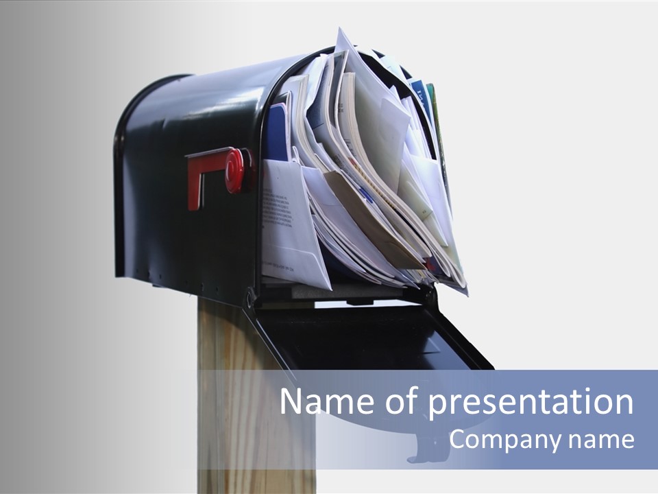 Mail Box Overflowing With Mail, Bills, Junk Mail, E-Mails And Other Unwanted Correspondence PowerPoint Template