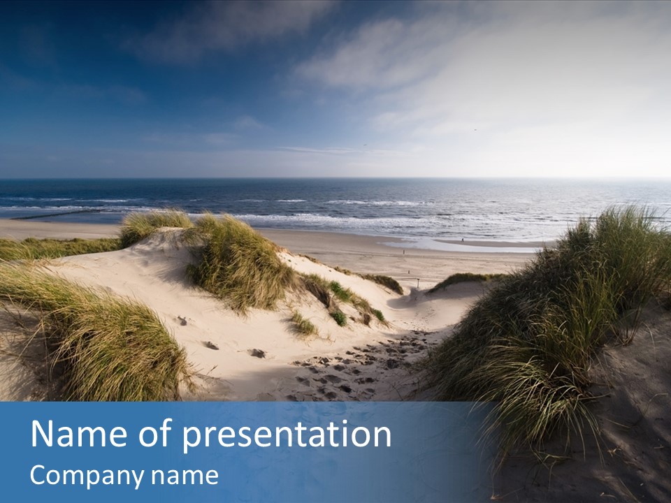 Sand Dunes And Ocean In The Netherlands PowerPoint Template