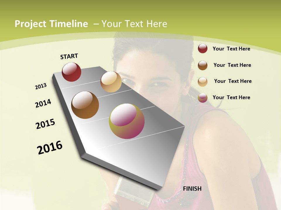 Pretty Smiling Woman Kneeling In Front Of Partially Painted Wall Holding Paintbrush. PowerPoint Template