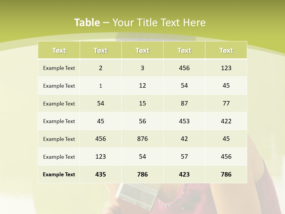 Pretty Smiling Woman Kneeling In Front Of Partially Painted Wall Holding Paintbrush. PowerPoint Template