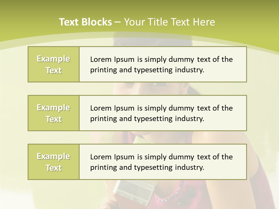 Pretty Smiling Woman Kneeling In Front Of Partially Painted Wall Holding Paintbrush. PowerPoint Template