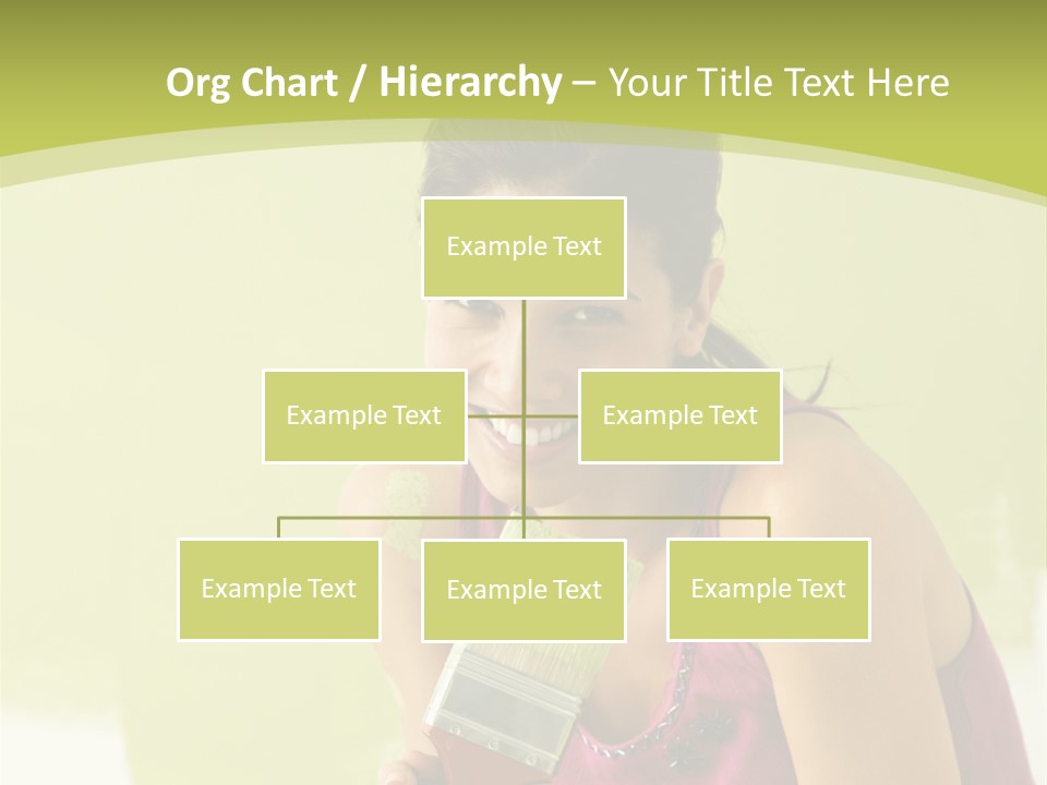 Pretty Smiling Woman Kneeling In Front Of Partially Painted Wall Holding Paintbrush. PowerPoint Template