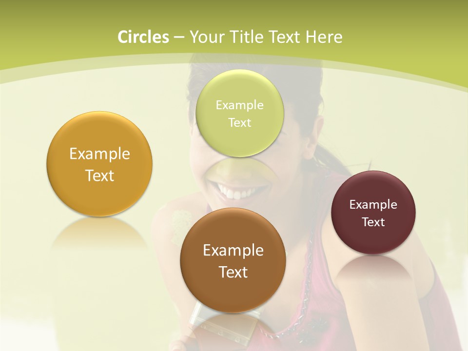 Pretty Smiling Woman Kneeling In Front Of Partially Painted Wall Holding Paintbrush. PowerPoint Template