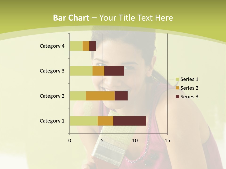 Pretty Smiling Woman Kneeling In Front Of Partially Painted Wall Holding Paintbrush. PowerPoint Template