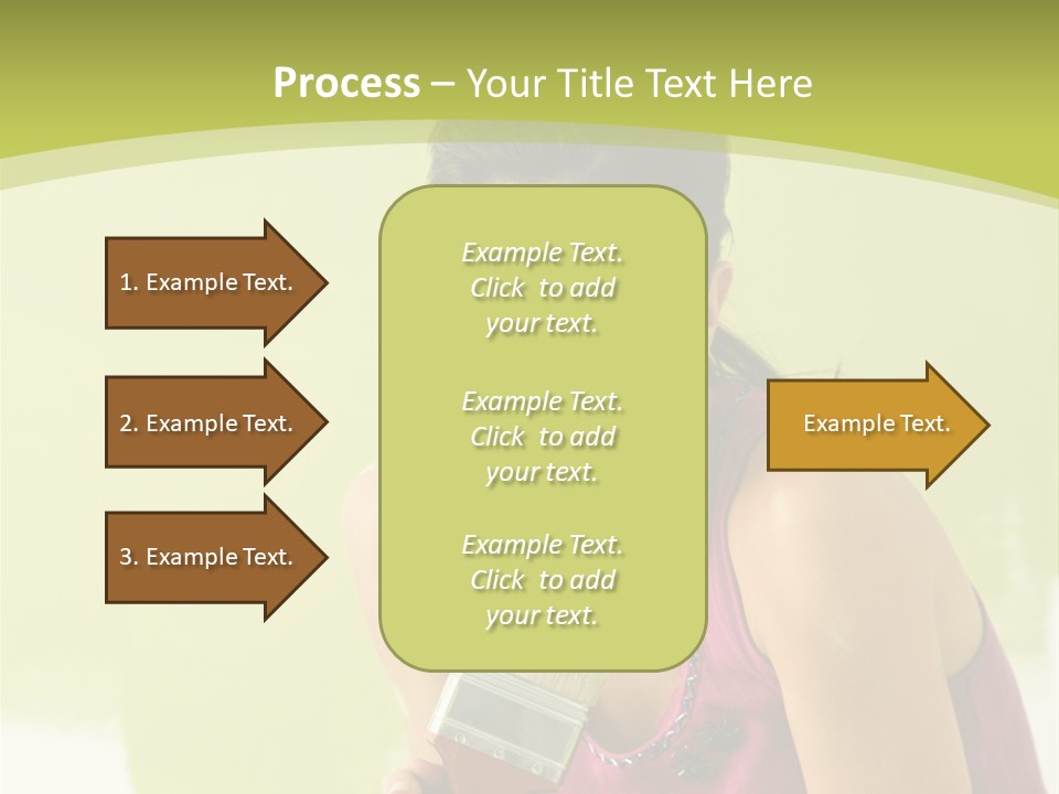 Pretty Smiling Woman Kneeling In Front Of Partially Painted Wall Holding Paintbrush. PowerPoint Template