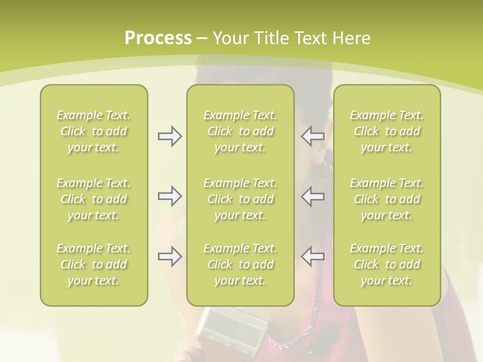 Pretty Smiling Woman Kneeling In Front Of Partially Painted Wall Holding Paintbrush. PowerPoint Template