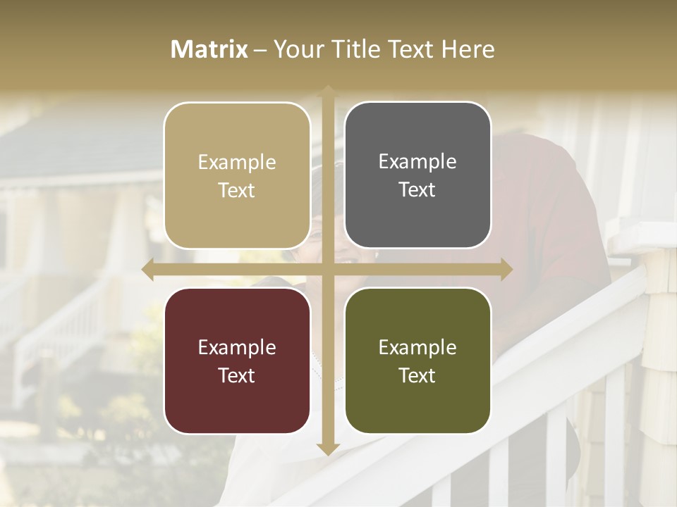 African American Middle Aged Couple Standing Together On Stairs Outside Home. PowerPoint Template