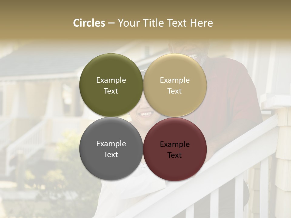 African American Middle Aged Couple Standing Together On Stairs Outside Home. PowerPoint Template