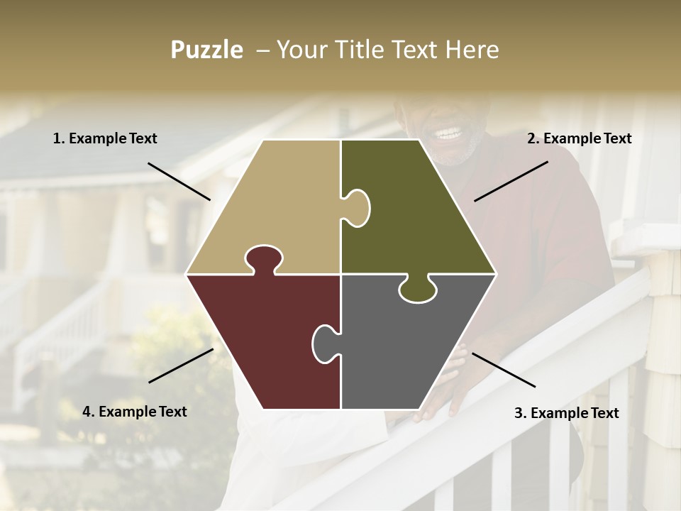 African American Middle Aged Couple Standing Together On Stairs Outside Home. PowerPoint Template