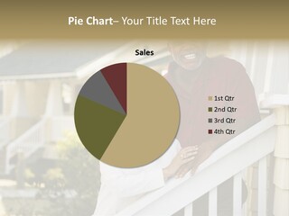 African American Middle Aged Couple Standing Together On Stairs Outside Home. PowerPoint Template