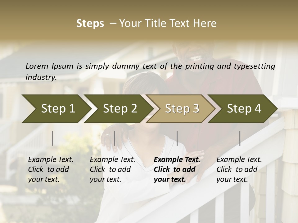 African American Middle Aged Couple Standing Together On Stairs Outside Home. PowerPoint Template