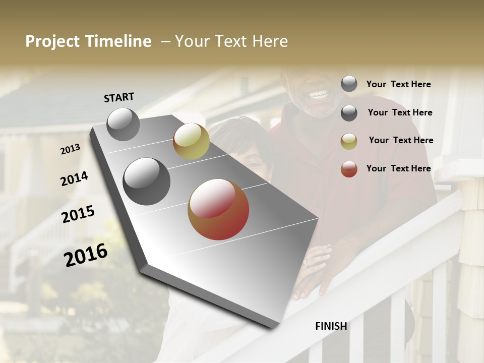 African American Middle Aged Couple Standing Together On Stairs Outside Home. PowerPoint Template