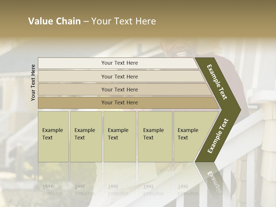 African American Middle Aged Couple Standing Together On Stairs Outside Home. PowerPoint Template