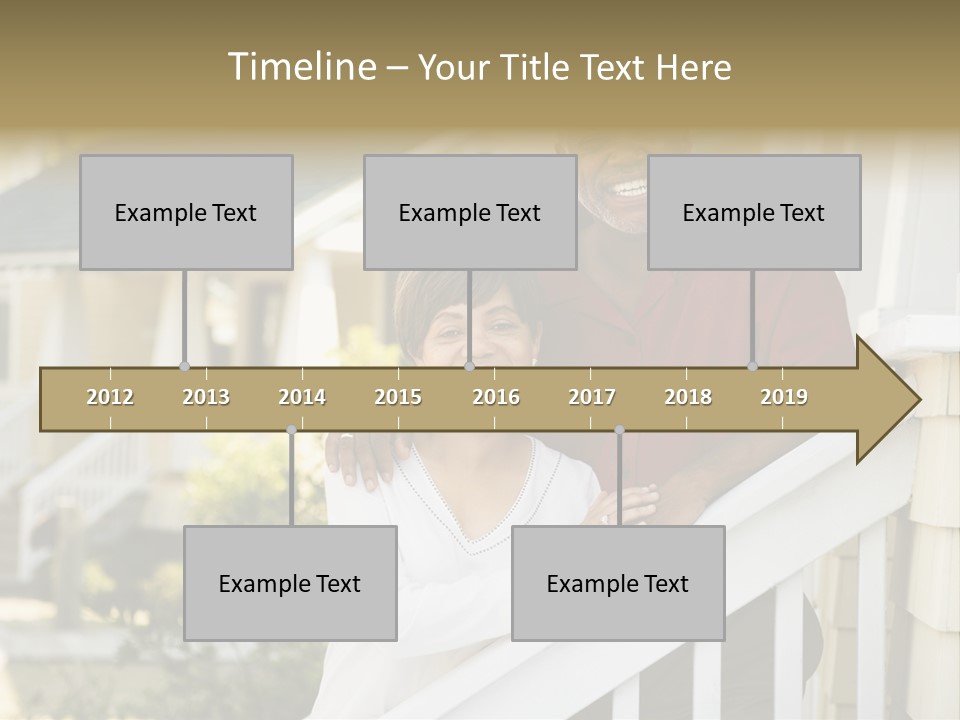 African American Middle Aged Couple Standing Together On Stairs Outside Home. PowerPoint Template