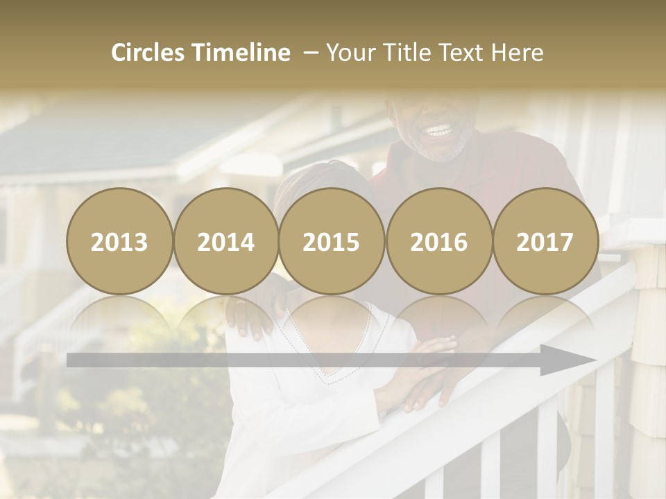 African American Middle Aged Couple Standing Together On Stairs Outside Home. PowerPoint Template