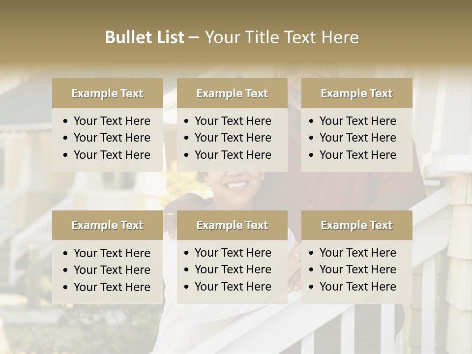 African American Middle Aged Couple Standing Together On Stairs Outside Home. PowerPoint Template