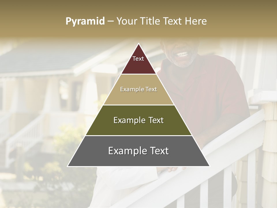 African American Middle Aged Couple Standing Together On Stairs Outside Home. PowerPoint Template