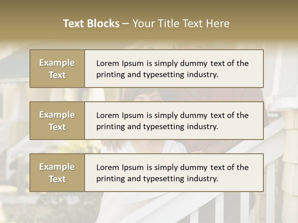 African American Middle Aged Couple Standing Together On Stairs Outside Home. PowerPoint Template