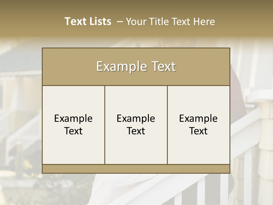 African American Middle Aged Couple Standing Together On Stairs Outside Home. PowerPoint Template