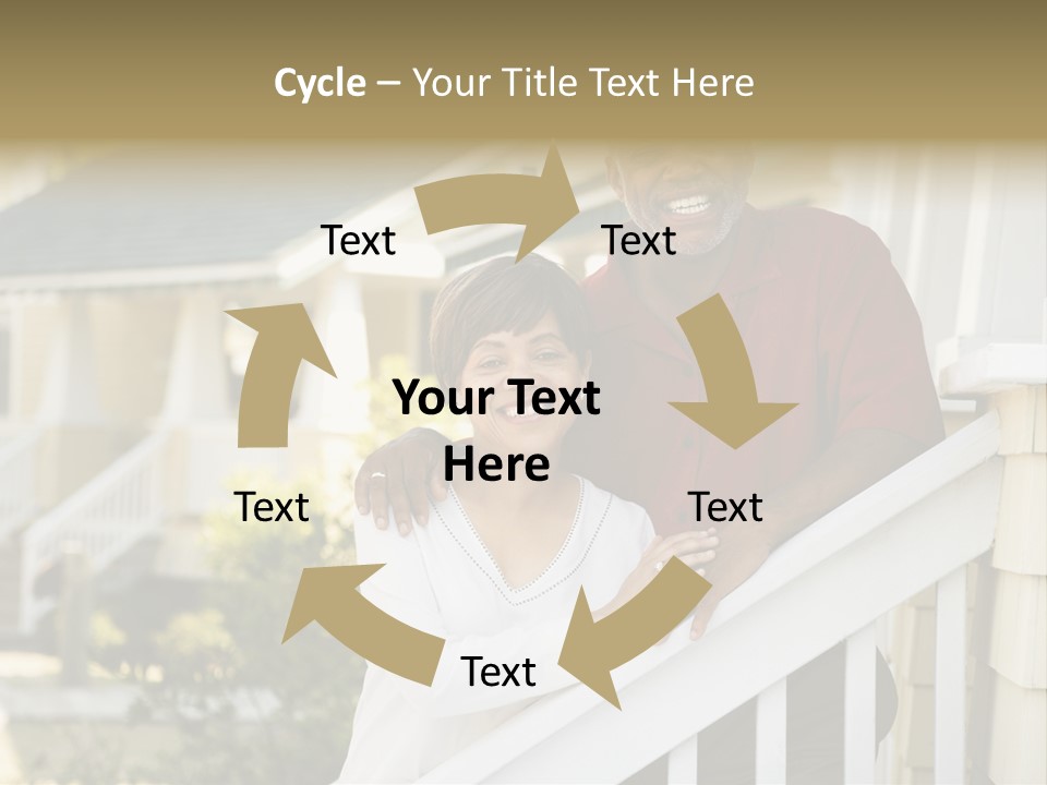 African American Middle Aged Couple Standing Together On Stairs Outside Home. PowerPoint Template