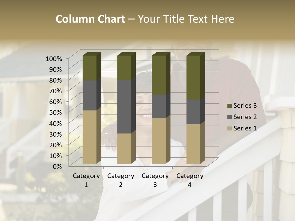 African American Middle Aged Couple Standing Together On Stairs Outside Home. PowerPoint Template