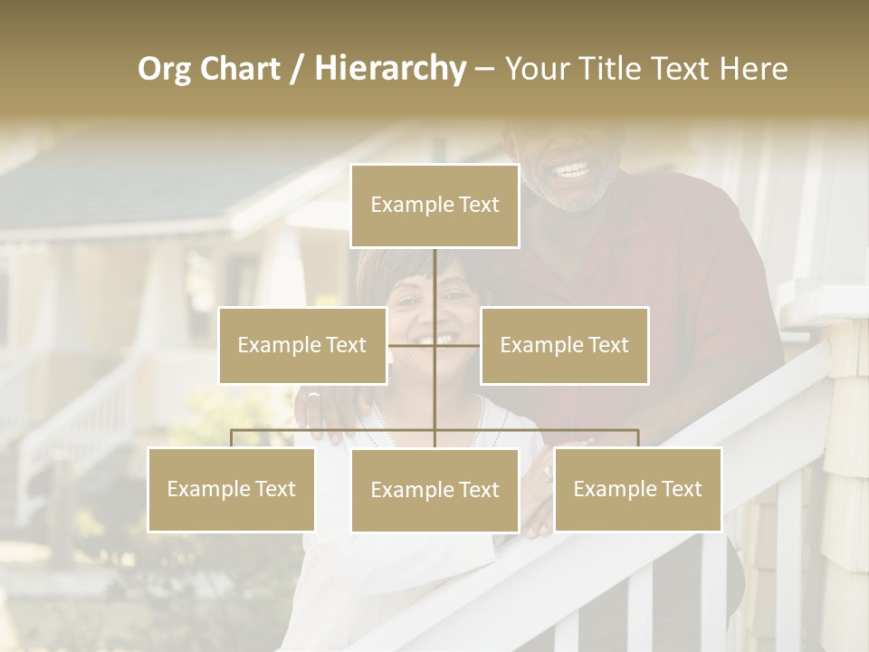 African American Middle Aged Couple Standing Together On Stairs Outside Home. PowerPoint Template