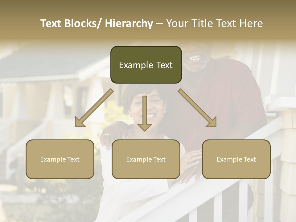 African American Middle Aged Couple Standing Together On Stairs Outside Home. PowerPoint Template